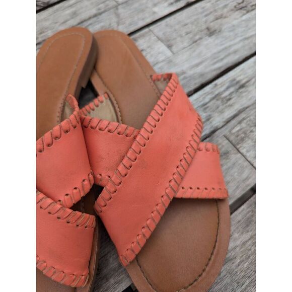 Jack Rogers Sloane X Band Leather Slide Sandals‎ women's size 8.5 coral slip on - Picture 8 of 9